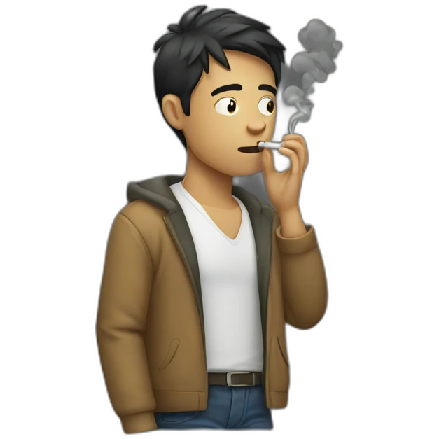 drunk young man smoking emoji