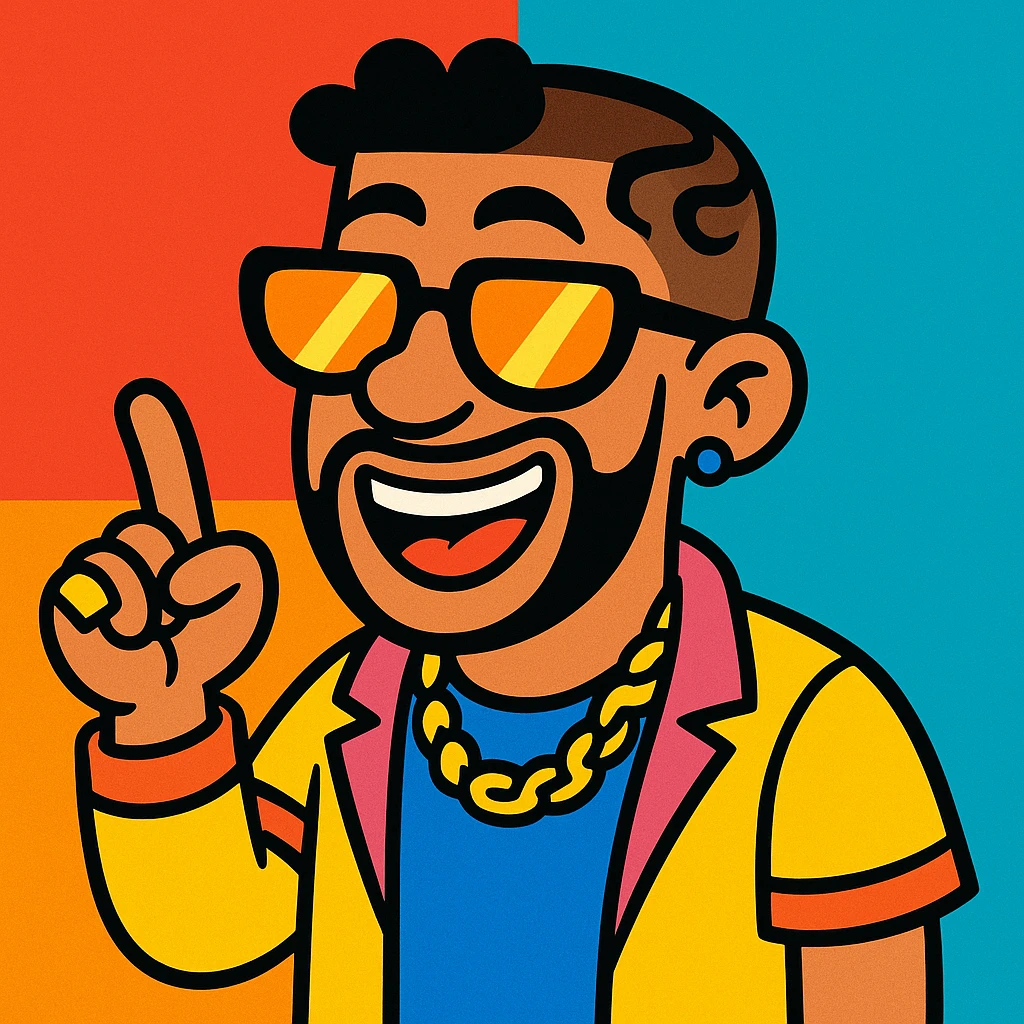 bad bunny as a vibrant toon cartoon character emoji