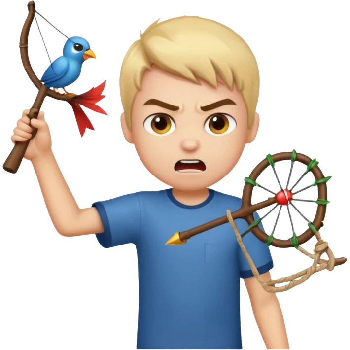 a bad boy shooting a bird with a slingshot emoji