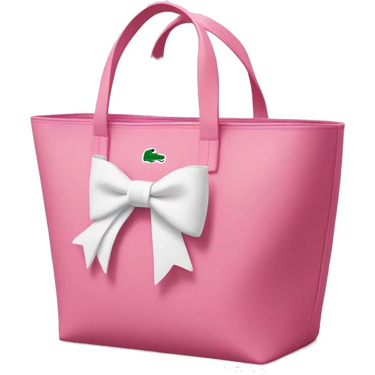 pink lacoste tote bag with one white bow on left side  emoji