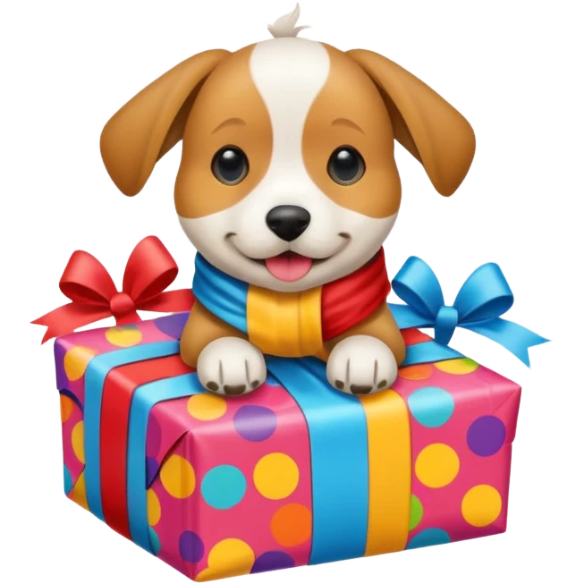 Dog in wrapped paper new yaer  emoji