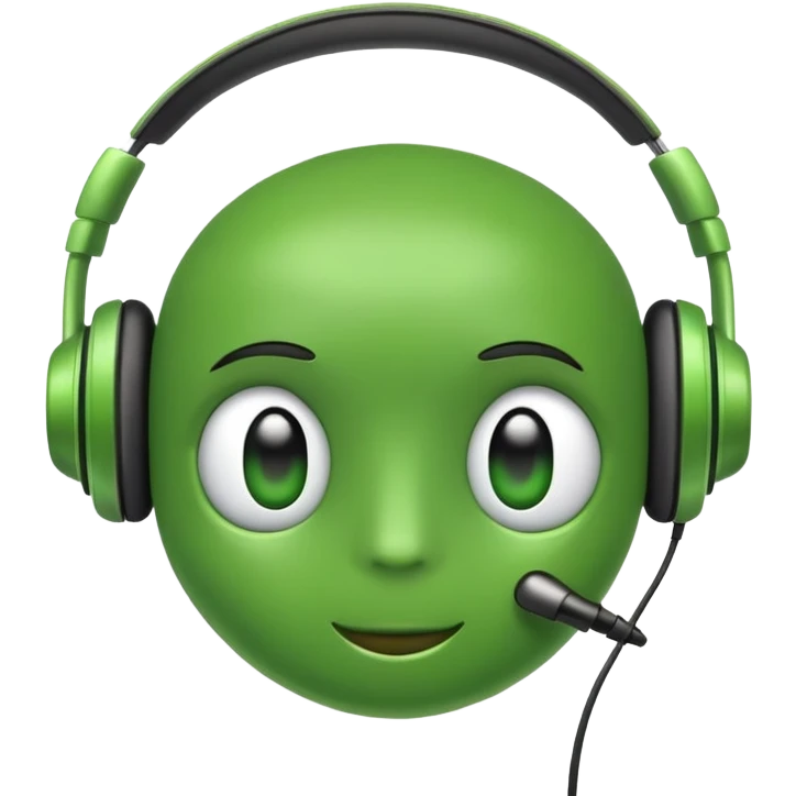 cool green pea with headphones emoji