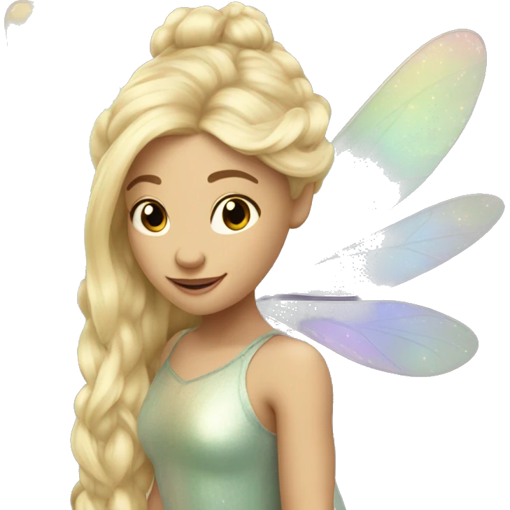 Iridescent fairy flying long hair blonde emoji