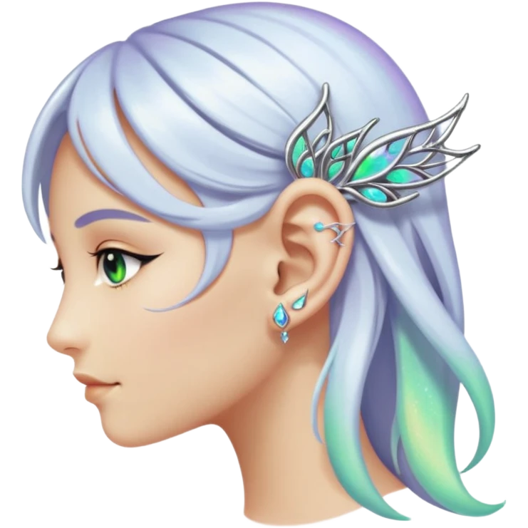 Elvish fae shiny sparkly iridescent translucent diaphanous ear climber ear cuff emoji