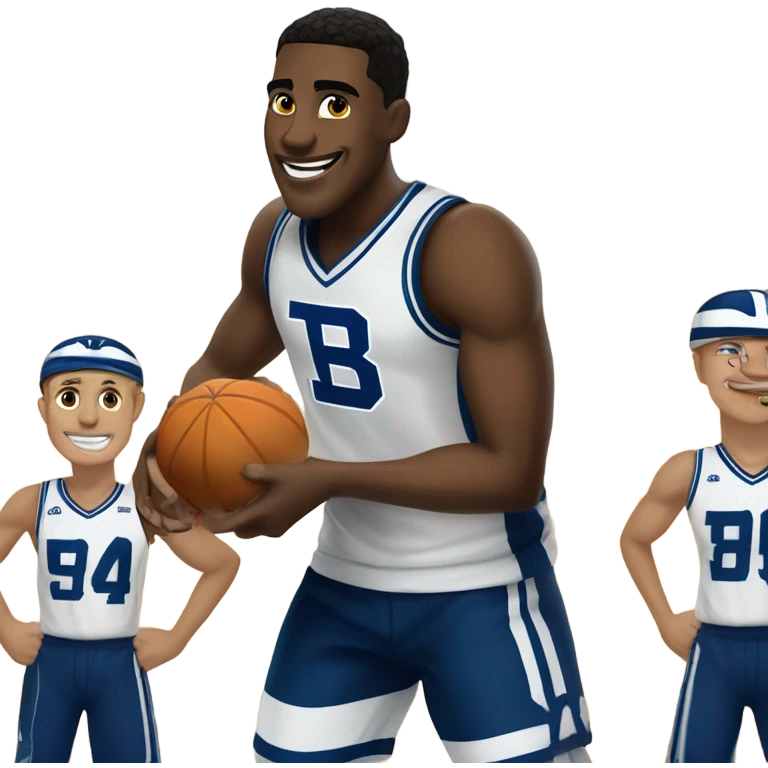 BYU basketball team playing football on a basketball court eating potatoes emoji