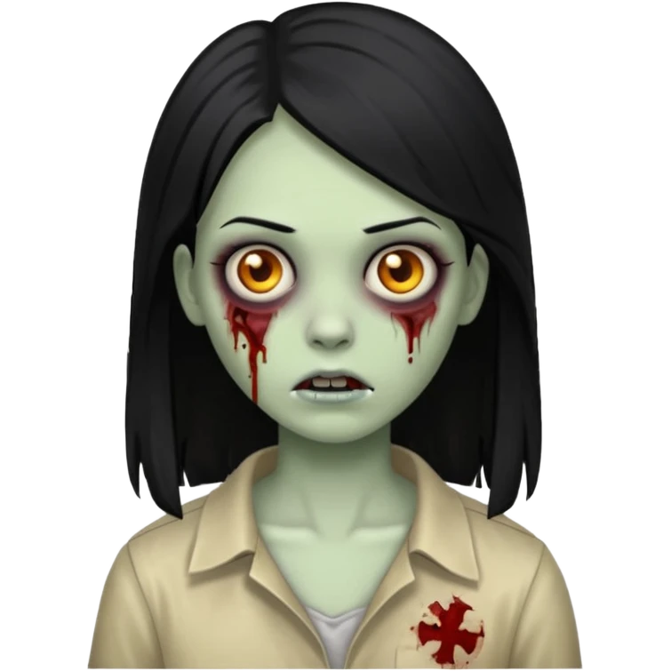 Zombie girl ios 18 with black straight hair emoji