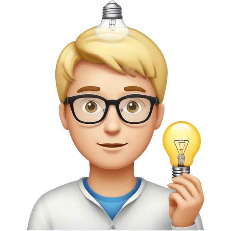 face with glasses and a lightbulb above the head, representing genius emoji