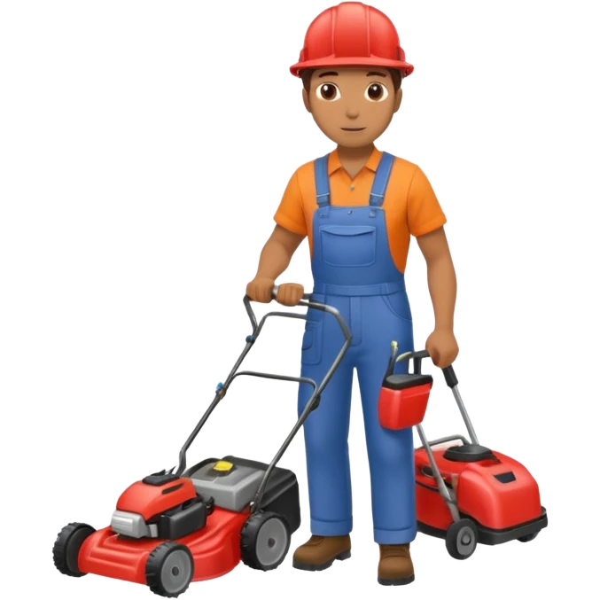 Maintenance worker
with lawnmower, full body emoji