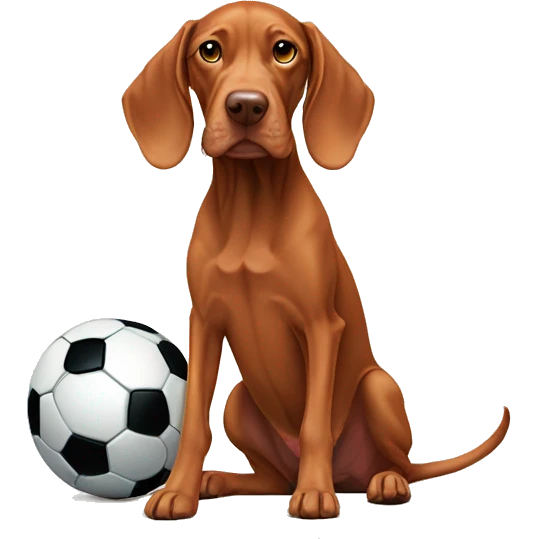 Vizsla with soccer ball  emoji