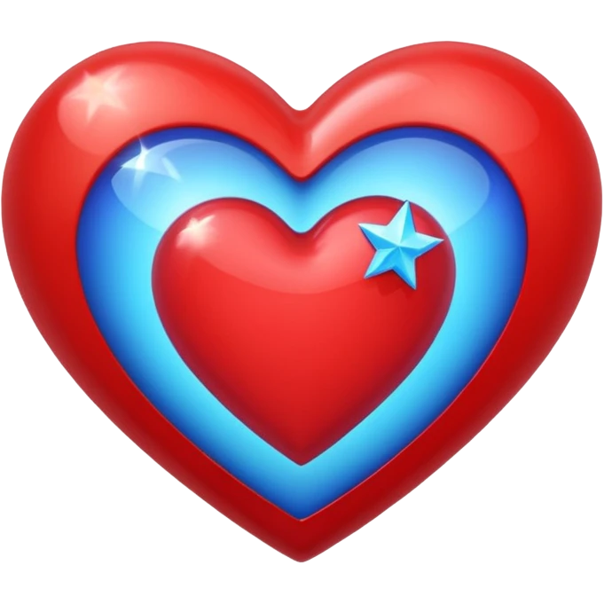 A holographic red heart with a blue star inside emoji