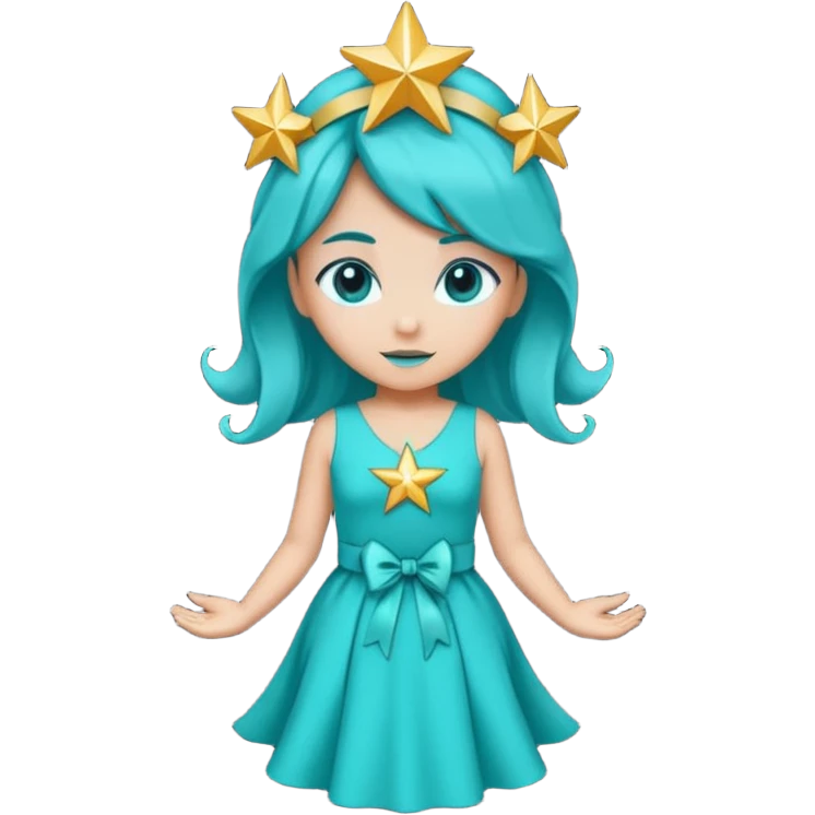 star sparkle sprite guardian of sparkle theater star-shaped head and a turquoise dress and ribbon emoji