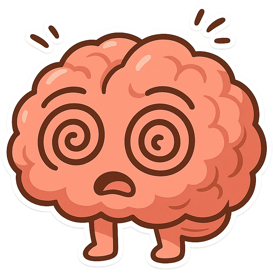 brain with spiraling eyes, comic style, sense of overload or silliness emoji