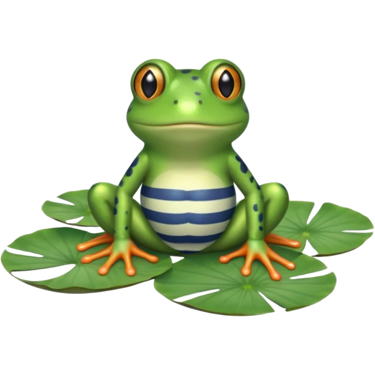frog in striped pajamas on lily pad bed emoji