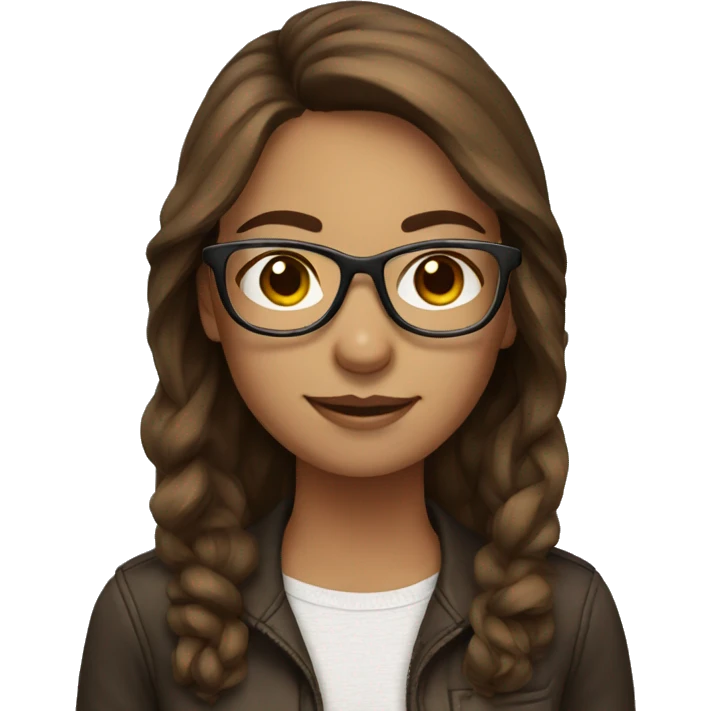 Cute woman with brown hair and glasses emoji