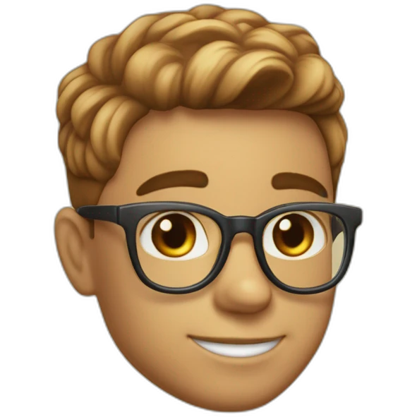 Garçon couleur caramel cheveux court degradé avec lunette emoji