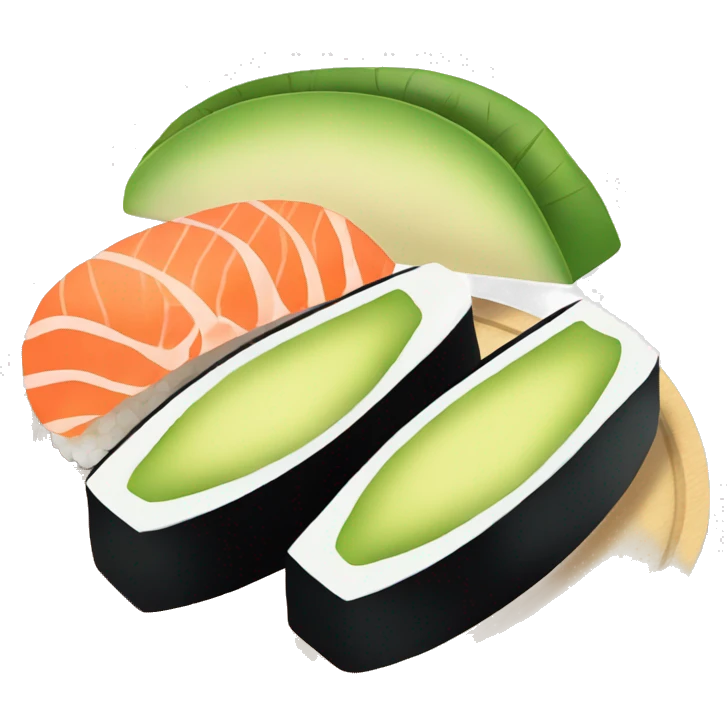 A Piece sushi with a slice of Avocado and salmon in it emoji