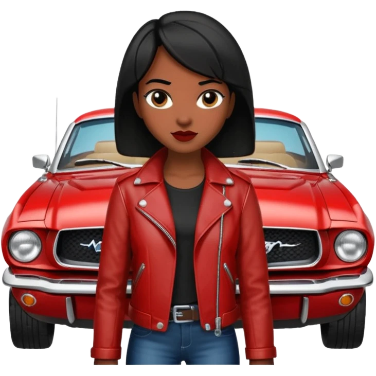 Classic mustang dark women with short hair emoji