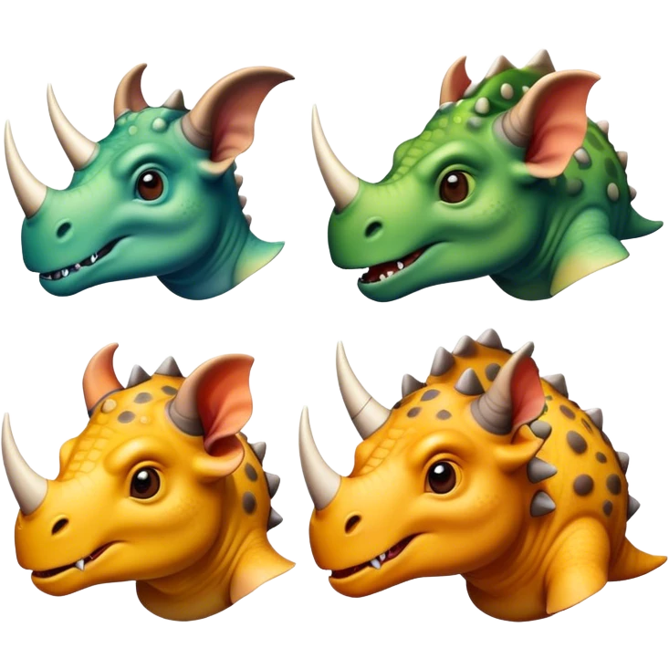 faces of different triceratops emoji