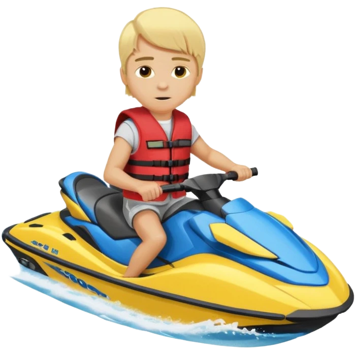 Bad boy  blonde hair with a red live west on the  blue yellow JetSki emoji