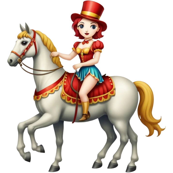 Vintage circus woman standing on horse emoji