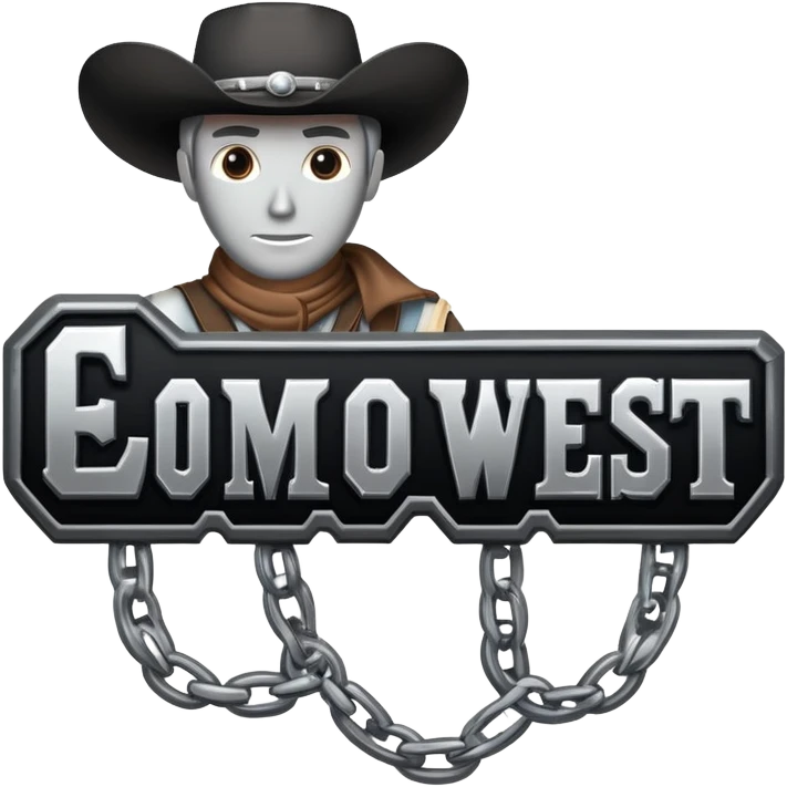 western cowboy style connected BLK letters with metallic silver outline, wild west typography, transparent background, only the black letters visible emoji