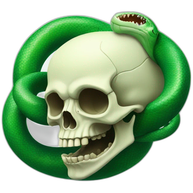 skull with open mouth green snake emoji