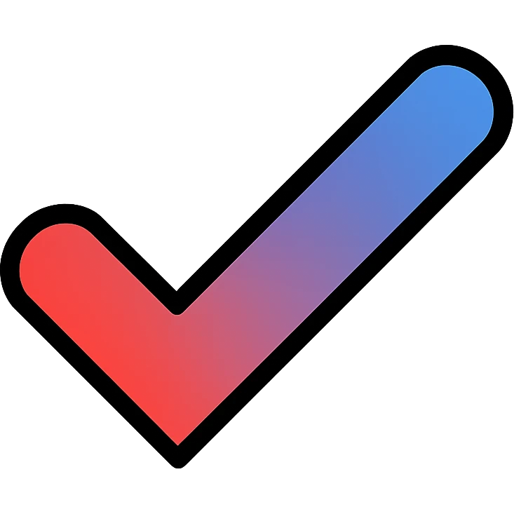 checkmark with red to blue gradient, color icon style emoji