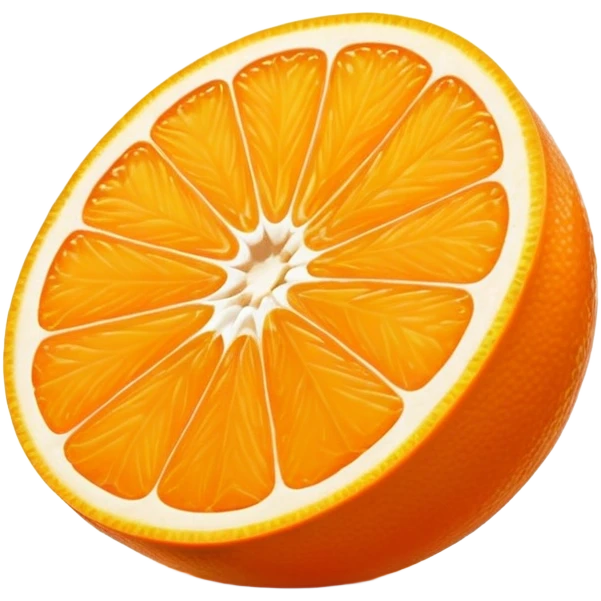 Cinematic juicy orange, sliced open to reveal glistening, bright citrus flesh, soft golden highlights, fresh and refreshing, natural and vibrant. emoji