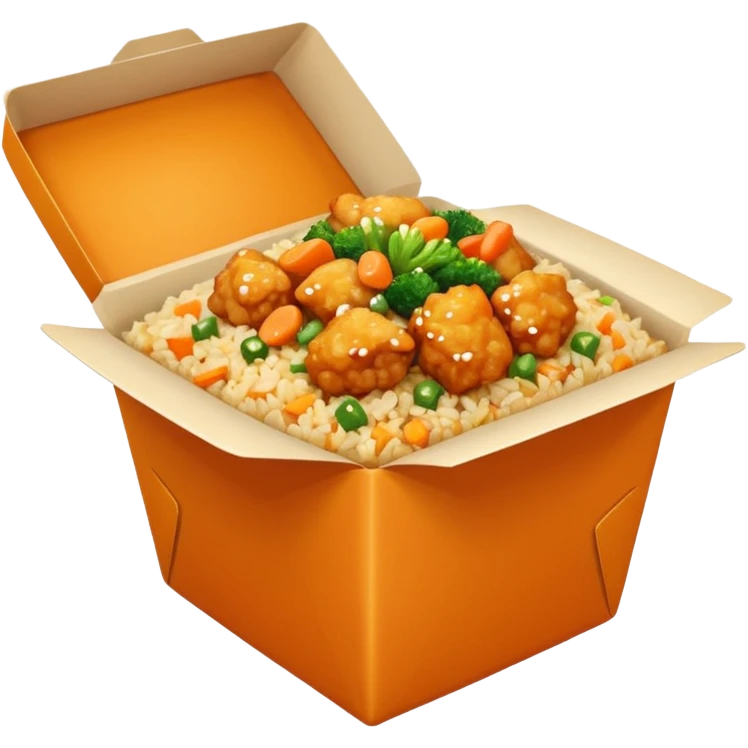 Orange chicken and fried rice in a box emoji
