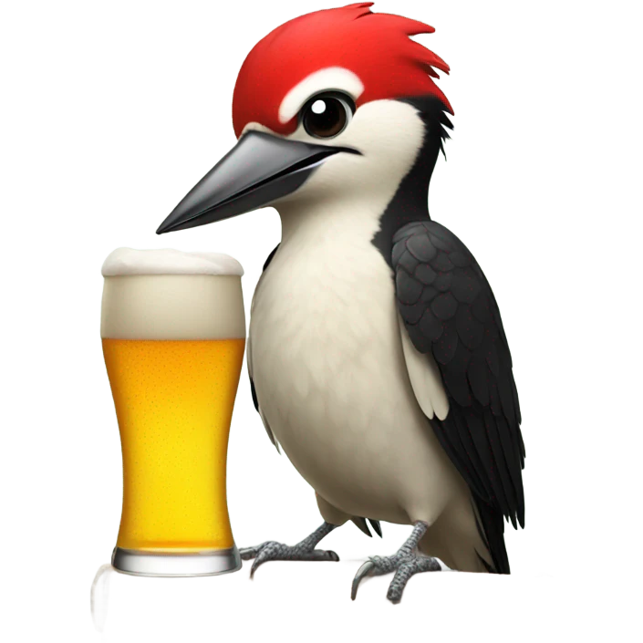 woodpecker holding a beer emoji