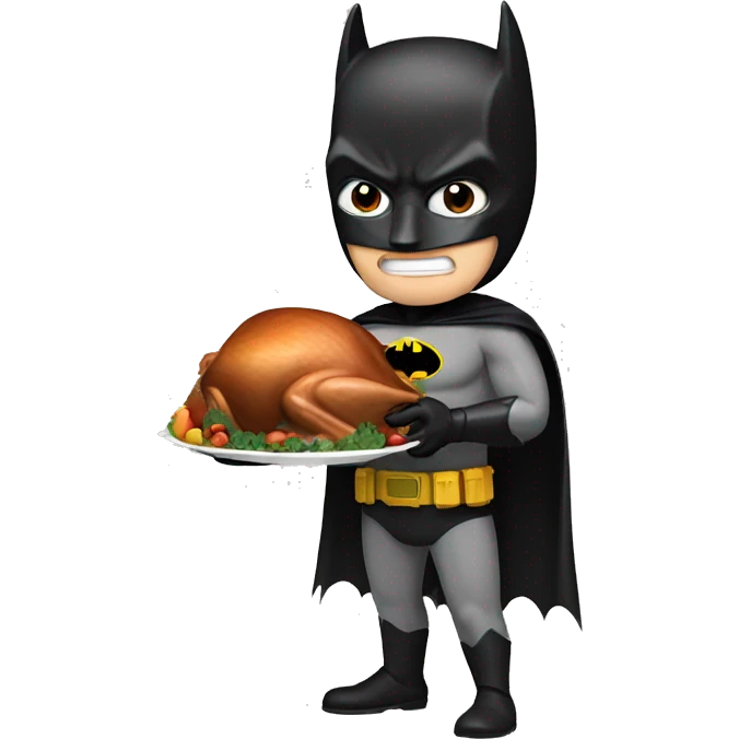Batman holding a turkey emoji