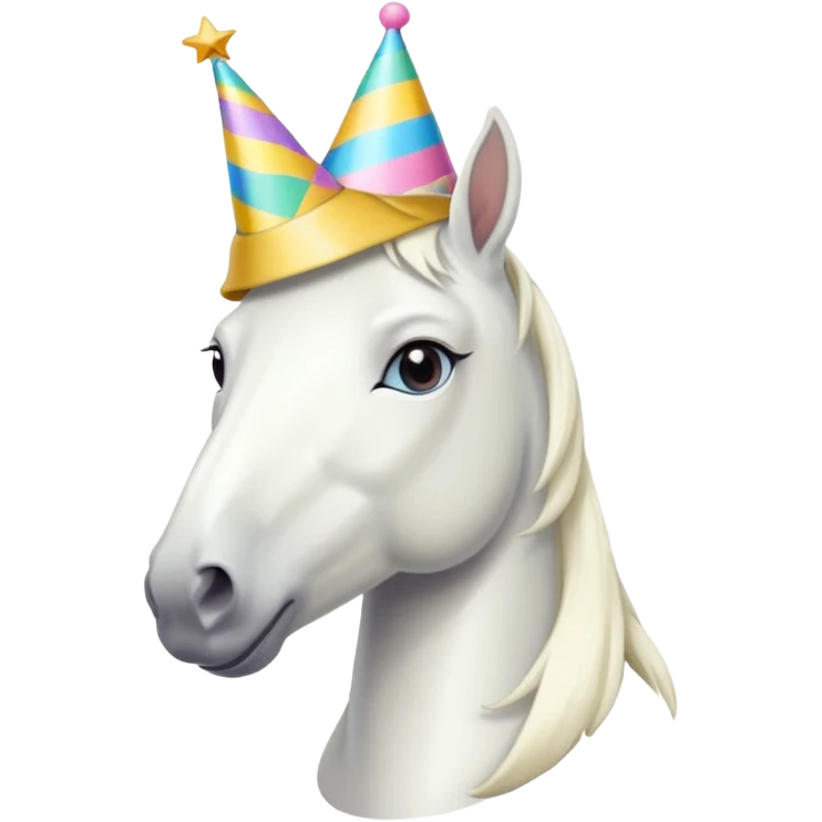 white horse in dress with party hat emoji