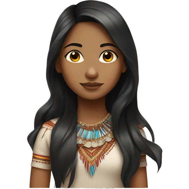 girl dark hair with streaks of color and America indian heritage emoji