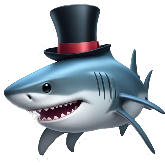 Shark with a top hat emoji