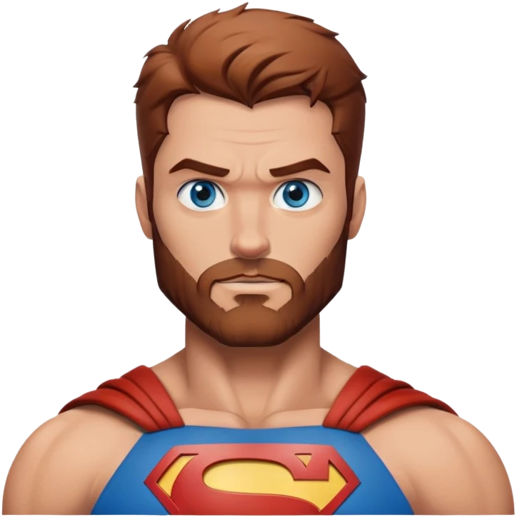 Superman Blue Eyes Scruffy Redish Brownish Beard Muscle emoji