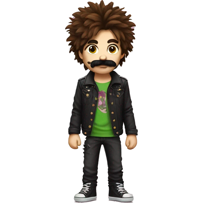 punk boy with shaggy hair and moustache emoji