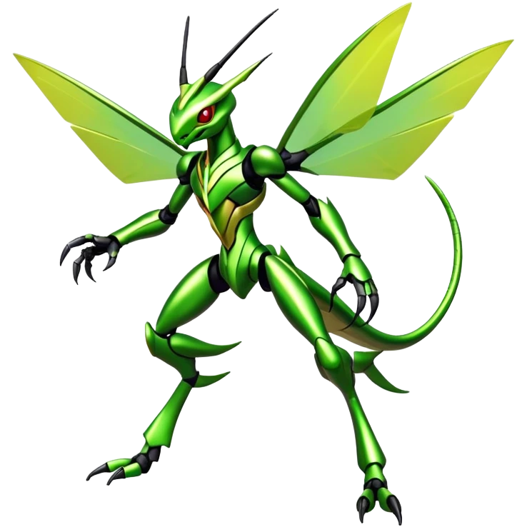 Colorful Shiny Futuristic Edgy Cool Modern Scizor-Scyther-Fakemon-creature-hybrid Full Body emoji