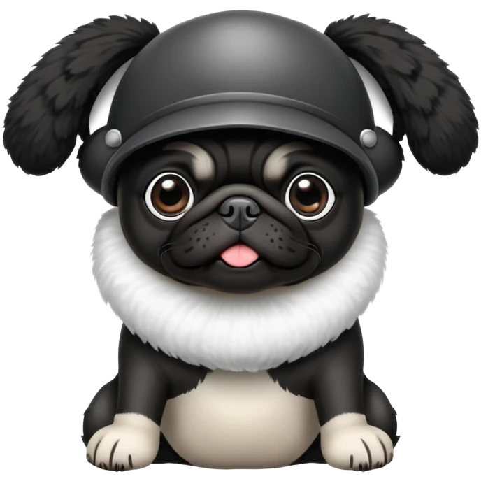 Black pug wearing a propeller hat emoji