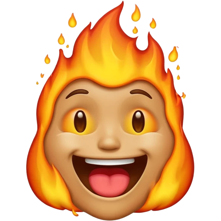 Generate an emoji that is on fire, laughing, crying, and melting at the same time with a sad mouth. Make the emoji sad. emoji