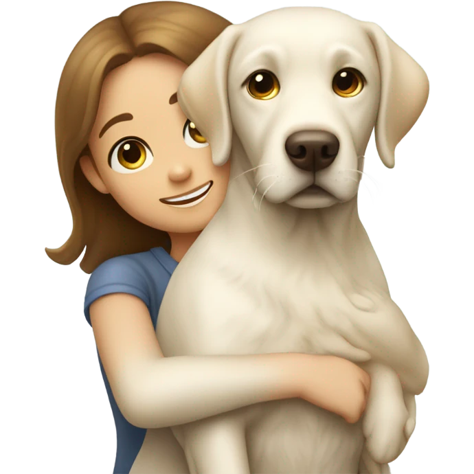 White Labrador Hugging a brown long hair girl emoji