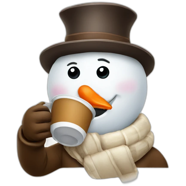 snowman drinking coffee emoji