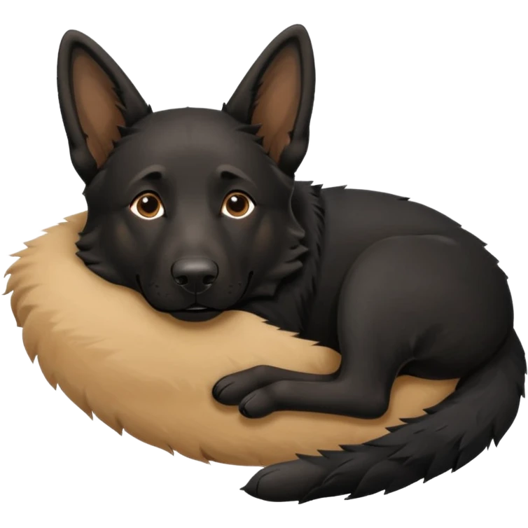 mostly black german shepherd lying on her back emoji