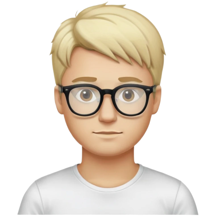a guy with blond hair, glasses with tinted lenses, a white T-shirt and black leggings emoji