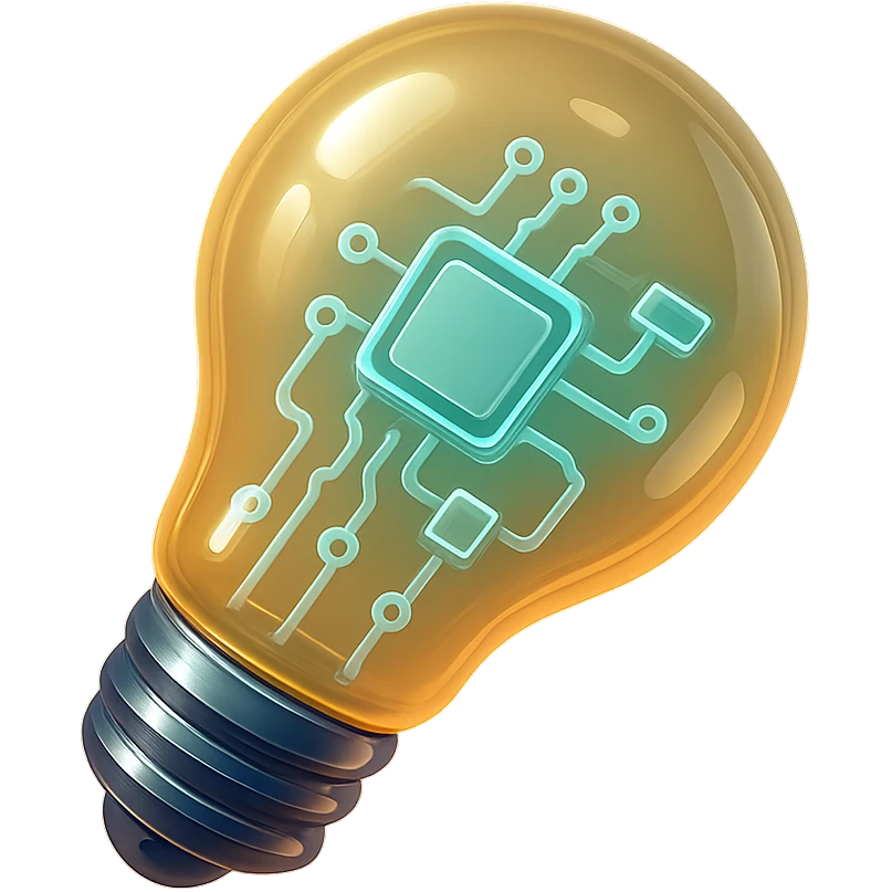 smart lightbulb, shiny, metallic, futuristic emoji