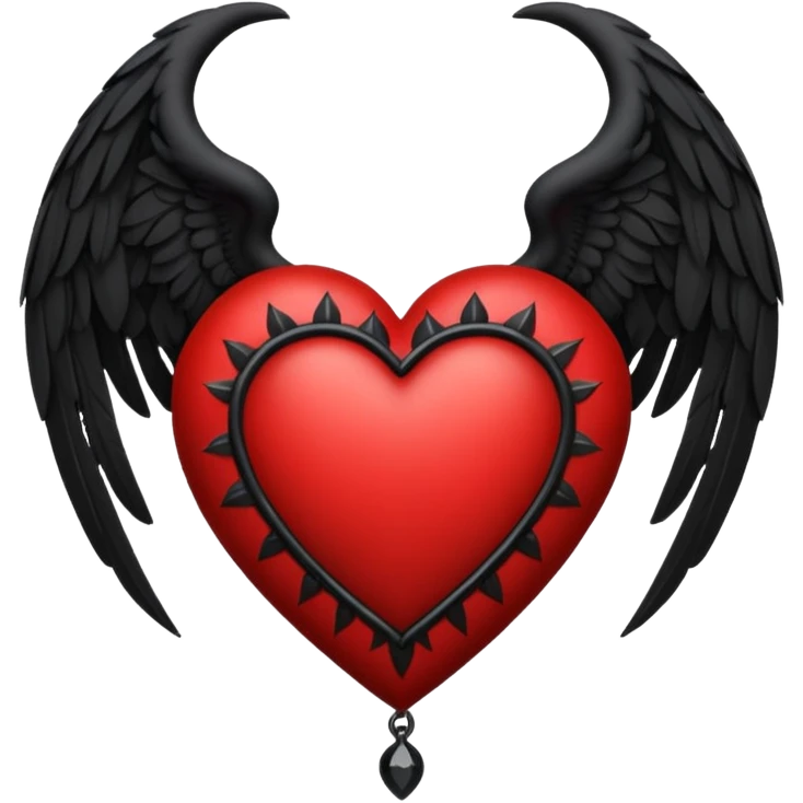 gothic heart with black wings and crimson accents emoji