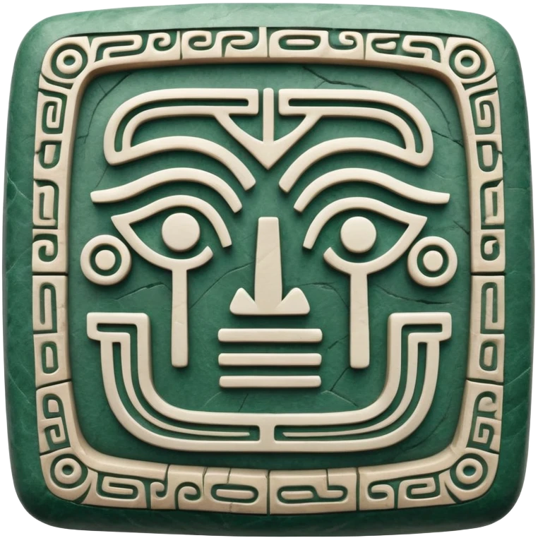 Mayan hieroglyphic symbol for communication or mail in white and dark green colors emoji