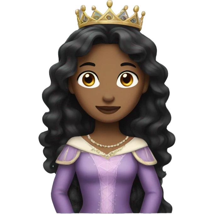 Princess long Dark hair  emoji