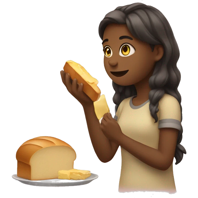 girl eats bread with butter  emoji