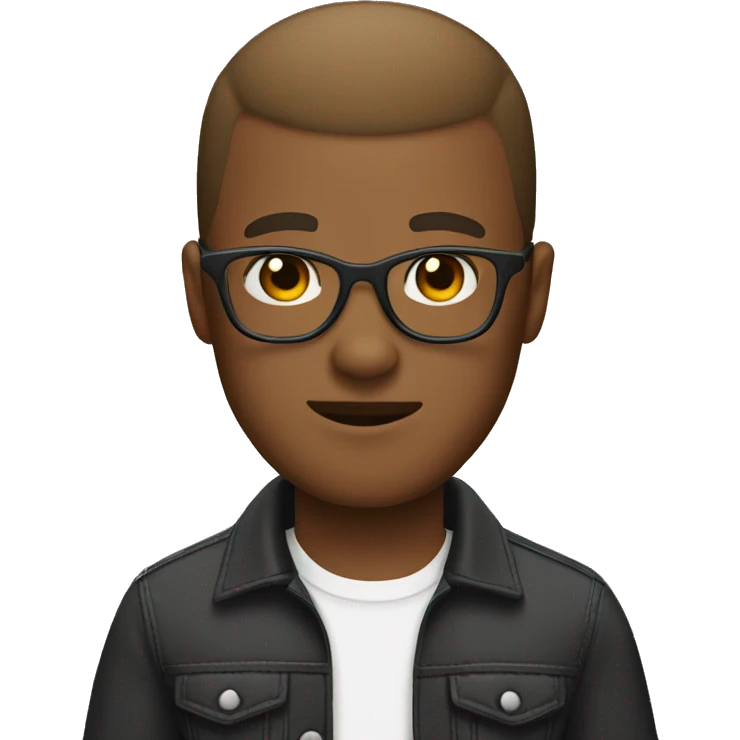 A black buzz cut boyfriend with glasses and thin moustache and short light brown hair girlfriend emoji