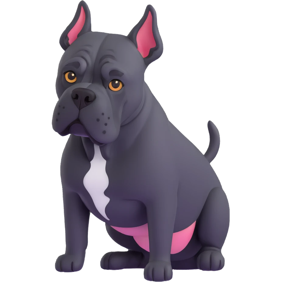 black Cane Corso dog with cropped ears and short tail emoji
